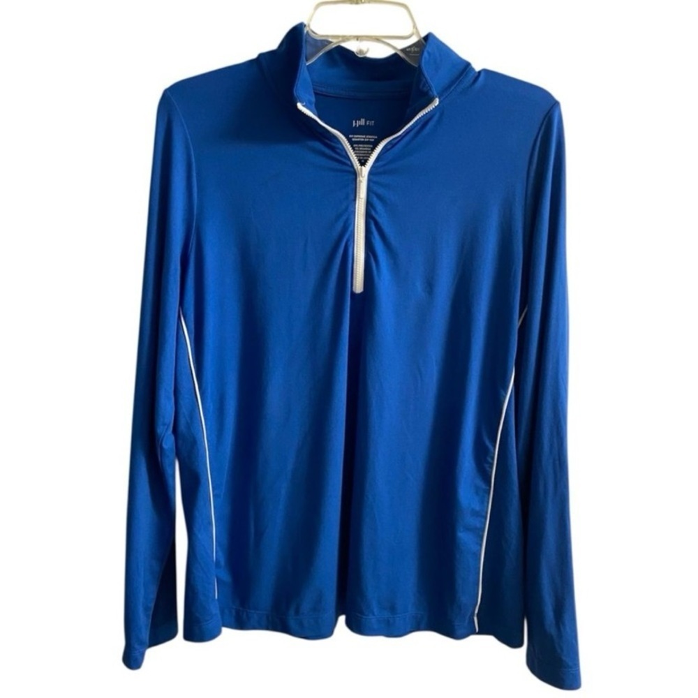 J Jill Fit supreme stretch Blue Quarter-Zip Stretch Top Medium